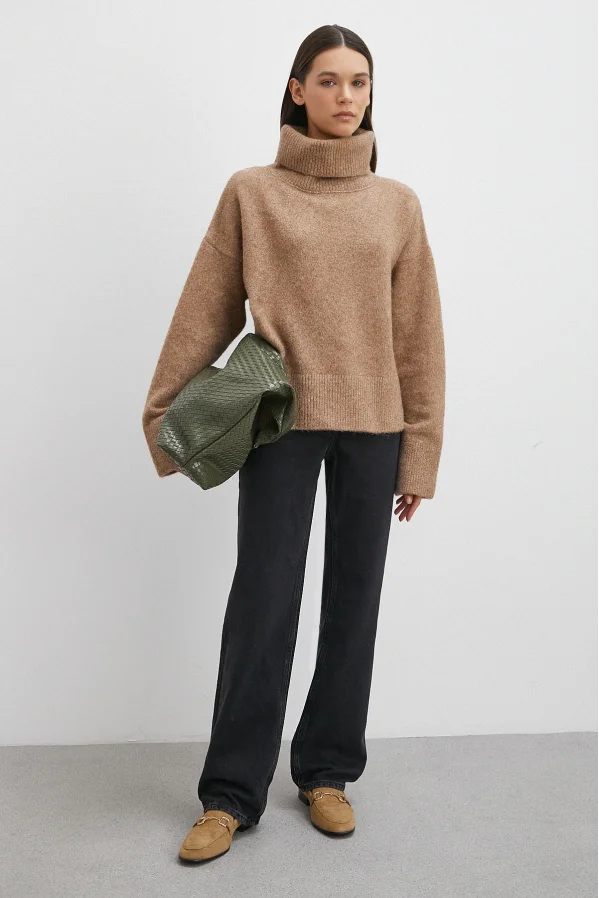 Yüksek Bel Boru Paça Jean Siyah