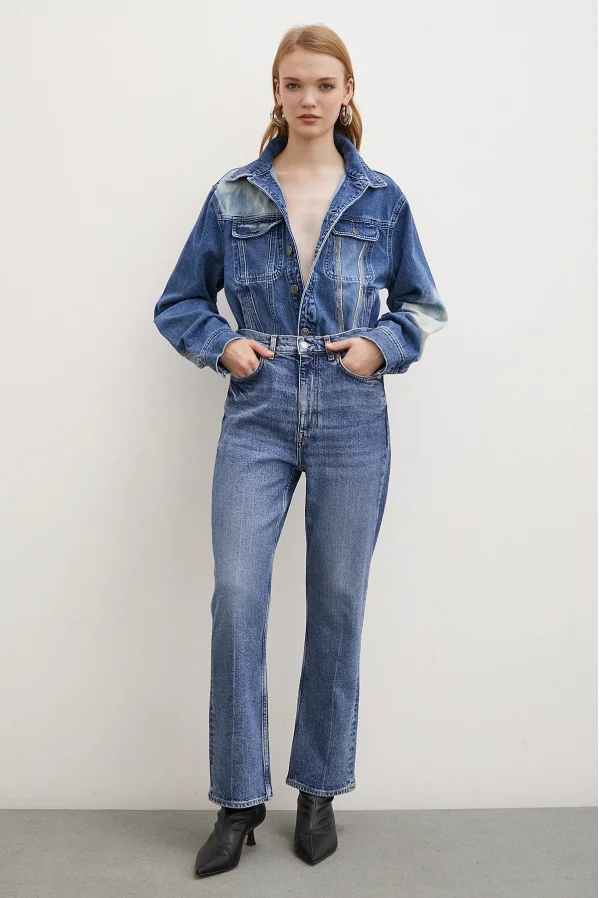 High Waist Flared Jeans Blue