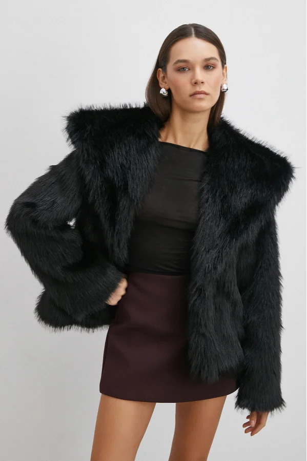 Midi Boy Lolita Kürk Siyah