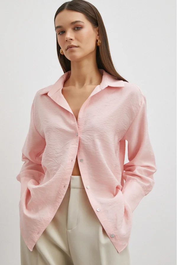 Viskon Pamuk Gömlek Pembe