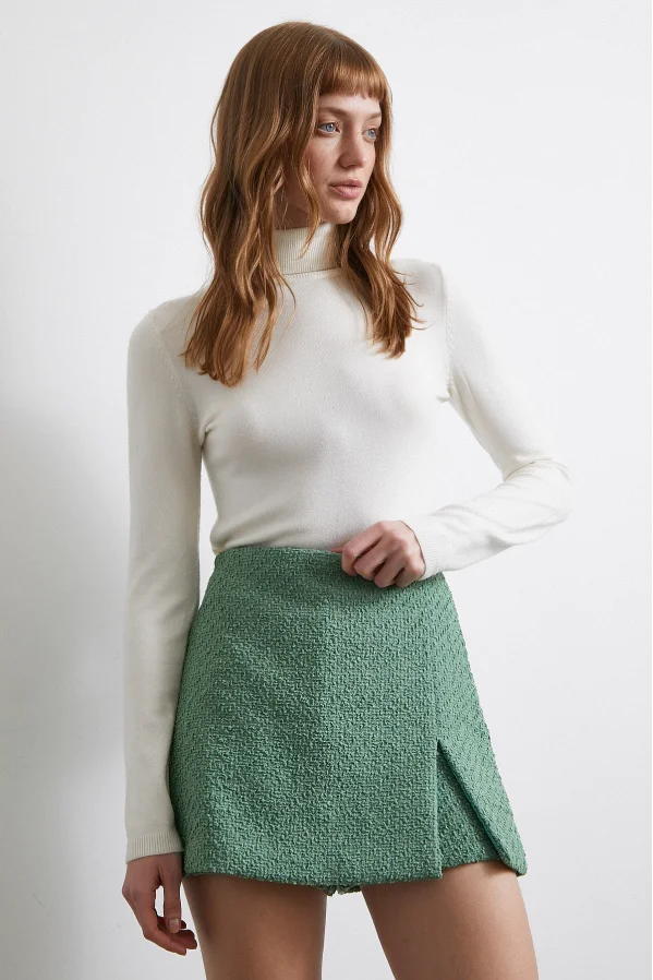 Slit Shorts Skirt Green