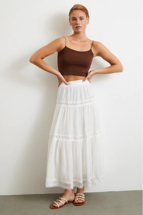 Laced Maxi Skirt White