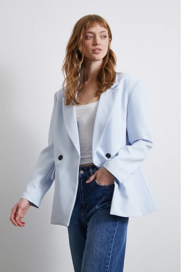 Klassische Poliviskon Jacke Blau