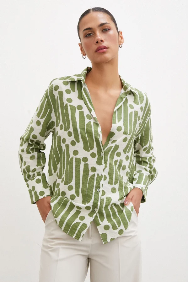 Modern Pattern Modal Shirt Green