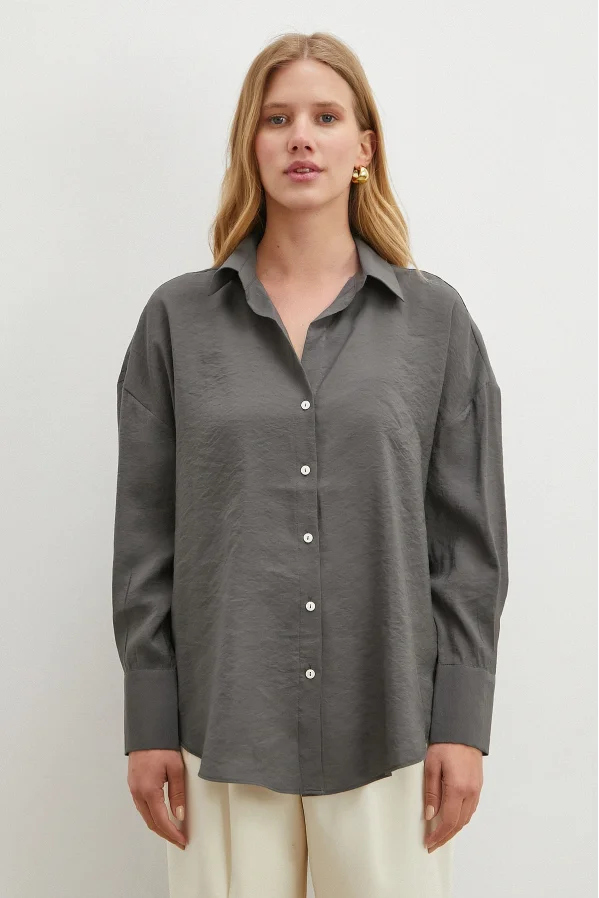 Basic Modal Gömlek Gri