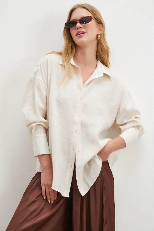 Basic Modal Gömlek Krem