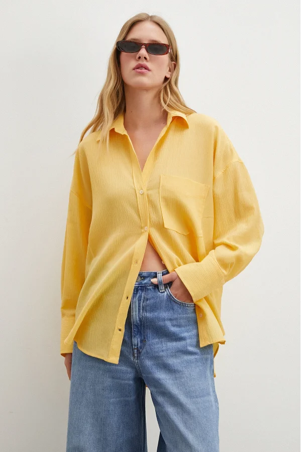 Kraşlı Sarı Gömlek Sarı