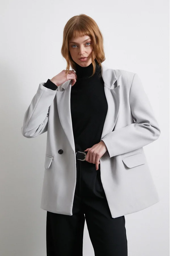 Klassische Poliviskon Jacke Grau