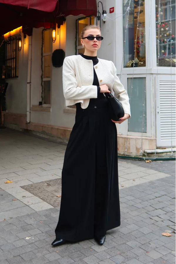 Koton Düğmeli Uzun Kollu Ceket Ekru