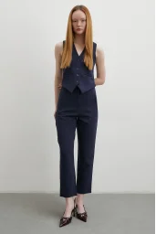 Önü Pensli Skinny Kumaş Pantolon Lacivert