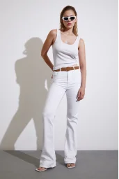 High Waist Flared Leg Spanish Jeans White