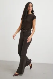 Kemerli İspanyol Paça Pantolon Kahve