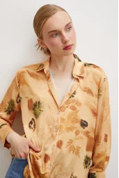 Patterned Satin Shirt Salmon