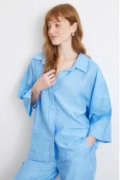 Fakir Kol Oversize Gömlek Mavi