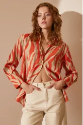 Zebra-Muster Modalbluse Zebra-Muster Orange