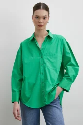 Oversize Pamuklu Gömlek Yeşil
