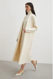 Uzun Elbiseli Hırka Triko Takım Ekru