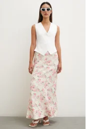 Floral Patterned Satin Skirt Lilac