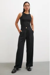 Weite Bein Hose Schwarz