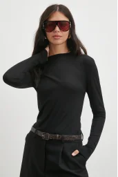 Bisiklet Yaka Uzun  Kol Bluz Siyah