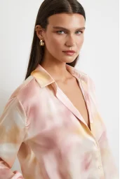 Bemalung Muster Satinbluse in Pink