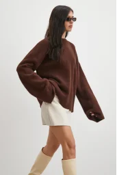 Bisiklet Yaka T Kol Kazak Kahve