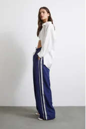 Elastischer Doppellinienhose mit hoher Taille