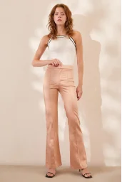 Asymmetric High Waist Pants Powder