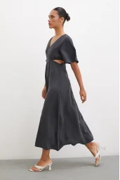 V Neck Side Decollete Dress Antirash