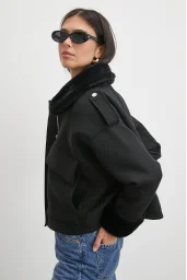 Apoletli Yünlü Körük Cepli Kaşe Mont Siyah