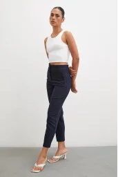 Skinny Fabric Pants Navy