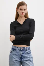 Front Buttoned Corset Blouse Black
