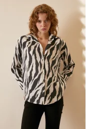 Zebra Muster Modal Bluse Zebra Muster/Schwarz
