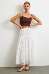 Dantelli Maxi Etek Beyaz
