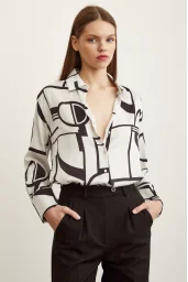 Striped Satin Shirt Bone
