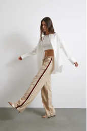 Elastischer Bund Doppellagige Hose Beige