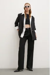 High Rise Distressed Wide Leg Jeans Black