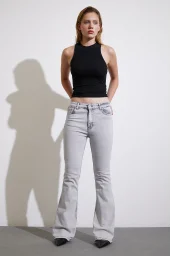 High Waisted Spanish Flare Jeans Gray