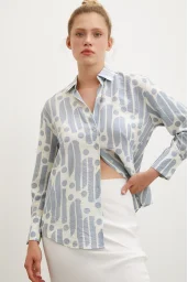 Modern Pattern Modal Shirt Indigo