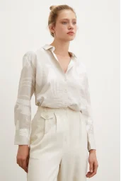 V Neck Modal Shirt Beige