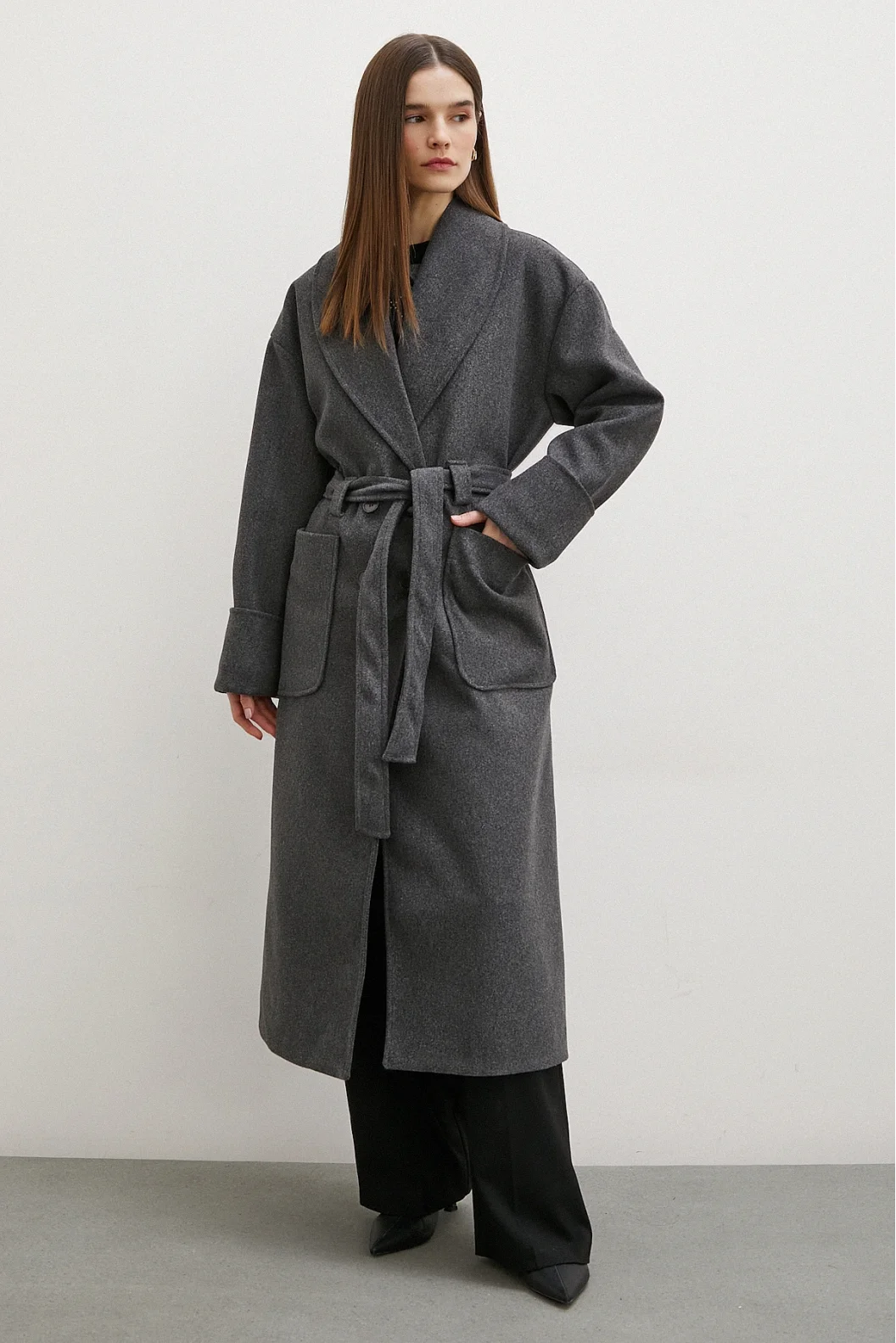 Belted Shawl Collar Coat Antiracist