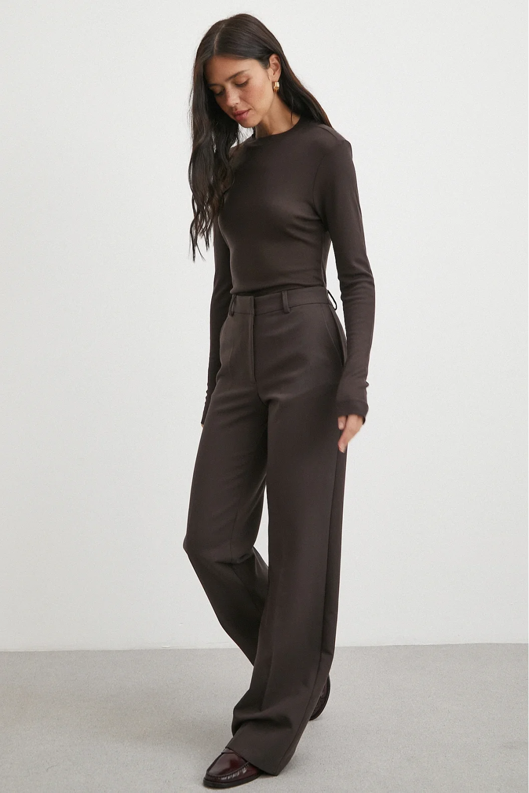 Yüksek Bel Klasik Pantolon Kahve