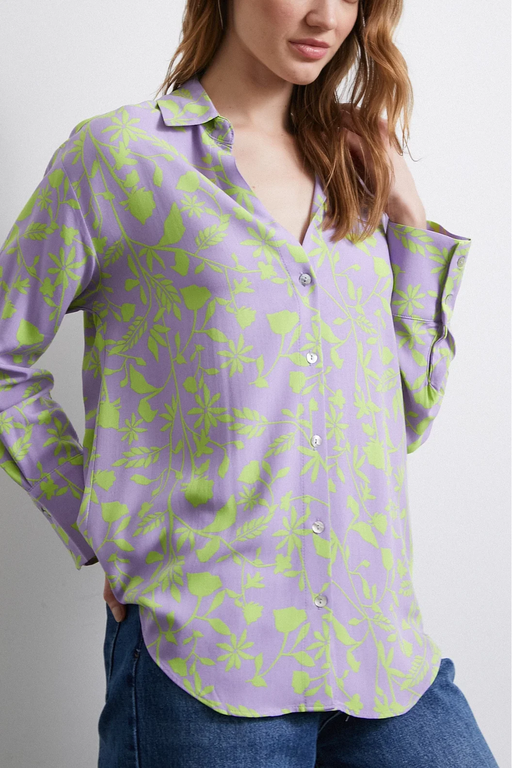 Forest Patterned Shirt Purple