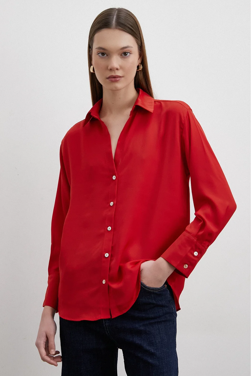 Cupra Satin Shirt in Red