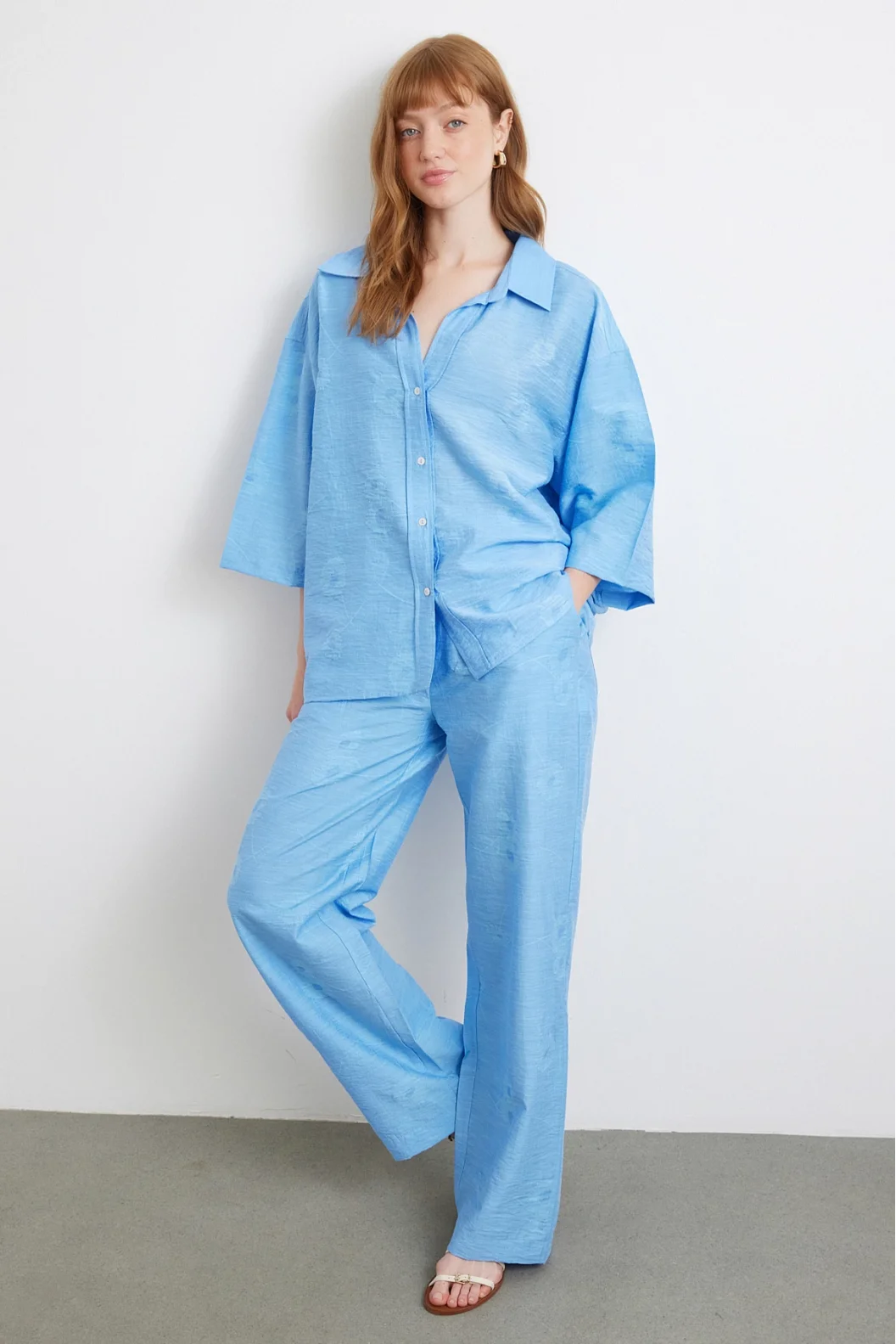 Hinten Taschenlose Hose Blau