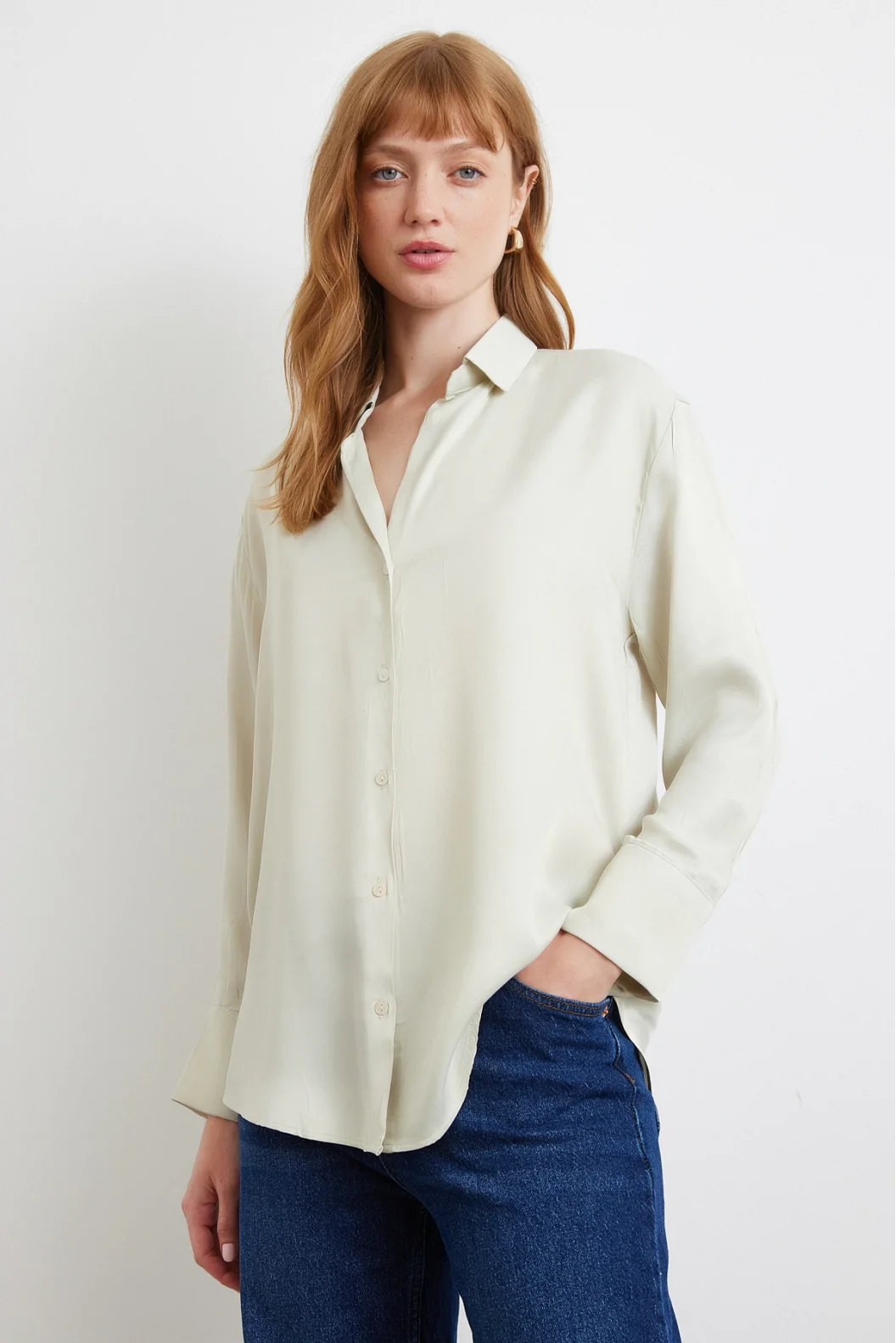 Viskon Satin Bluse Grau