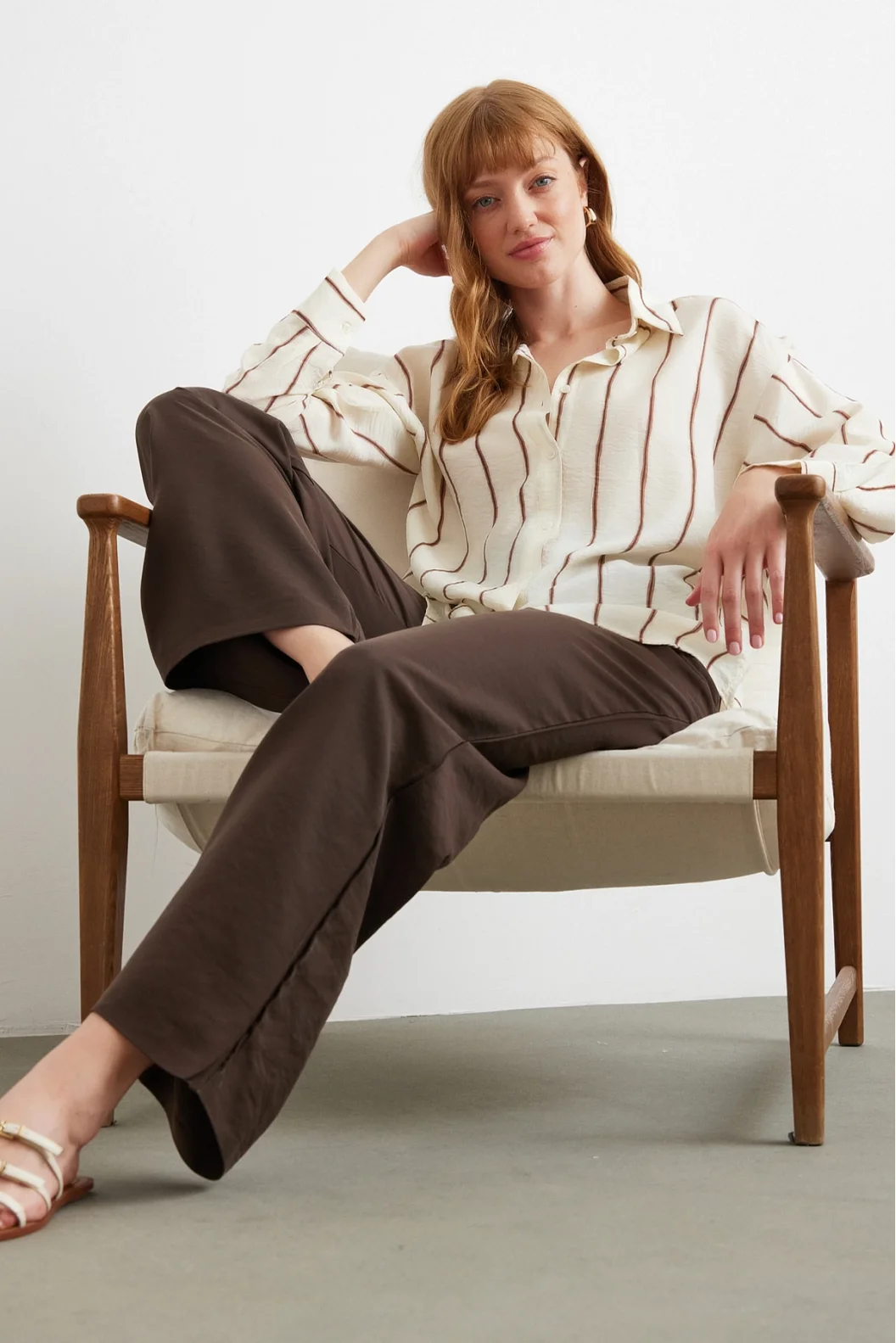 Striped Modal Shirt Brown