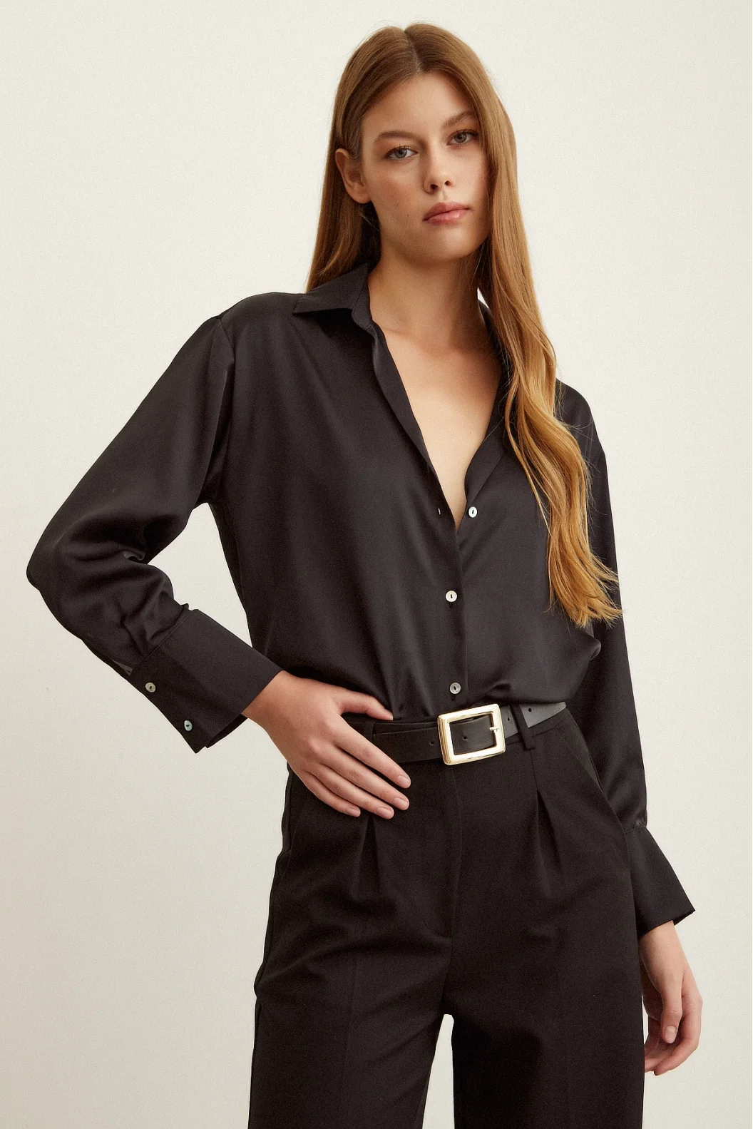 Basic Satin Shirt Black