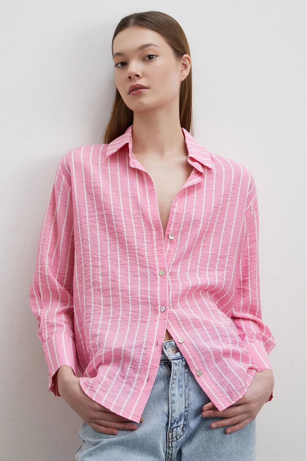 Gestreifte Bluse in Pink