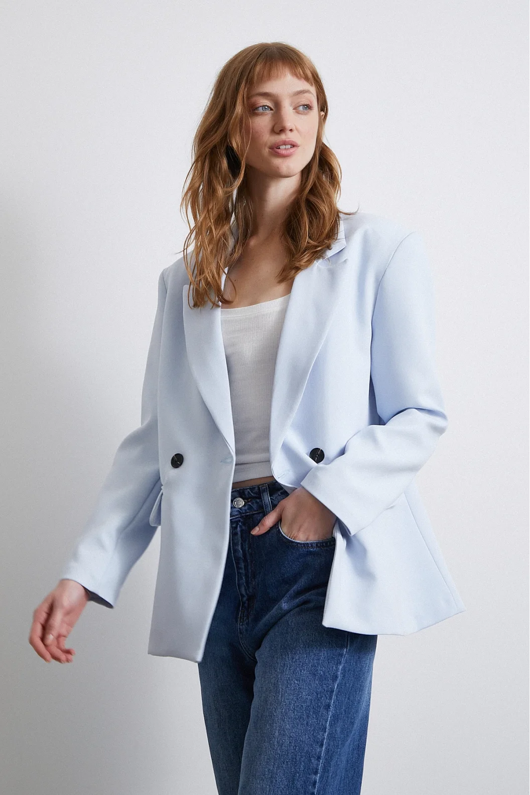Klassische Poliviskon Jacke Blau
